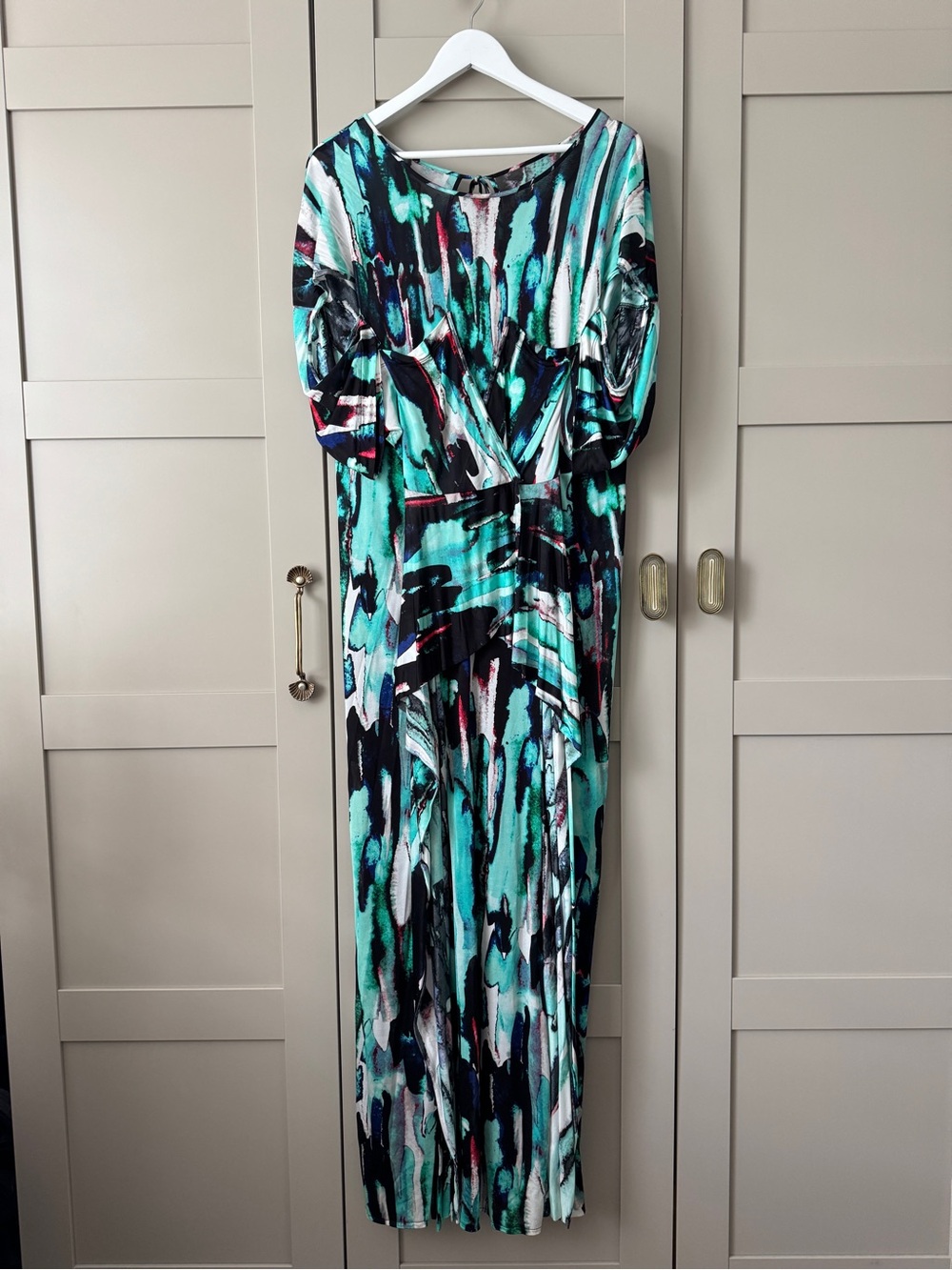 BCBGMAXAZRIA abstract Aqua maxi dress Spring Runway Collection 2010 BCBG Archive